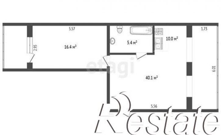 2-комн квартира улица Дзержинского, 20Б,  д. 20Б